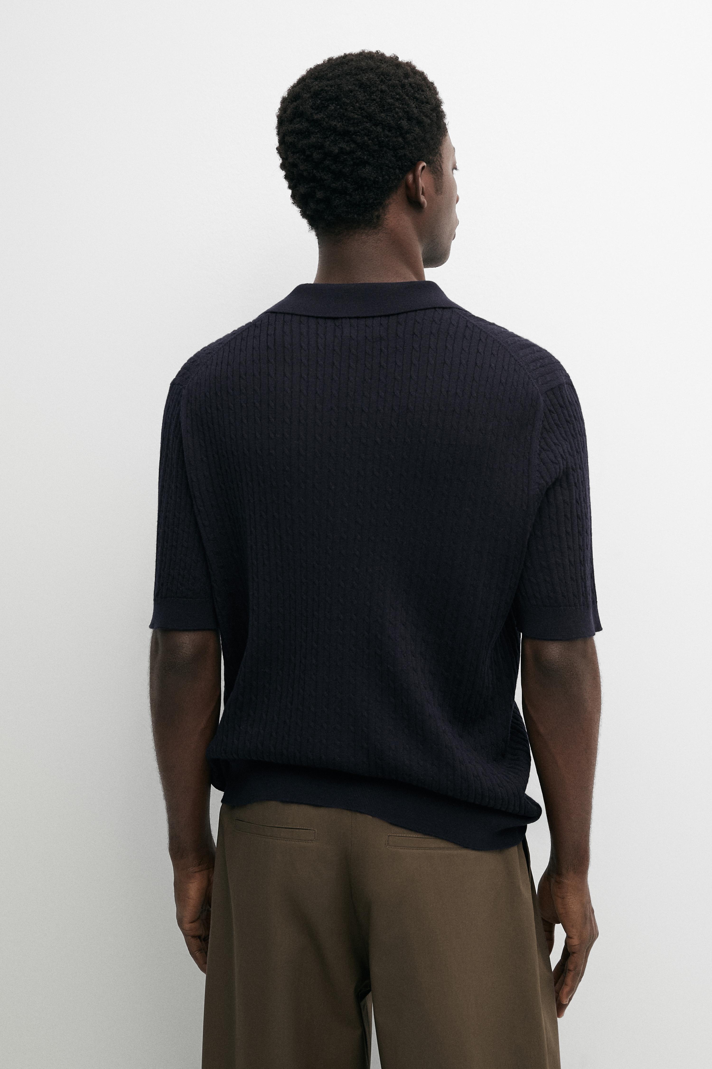 Pull polo en maille de laine mérinos